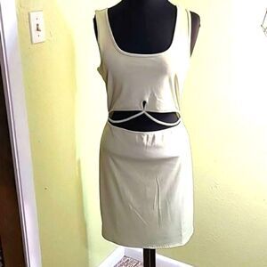 Planet Gold Light Green Dress with Cut-outs, Ribbed, Bodycon Dress, Size XL